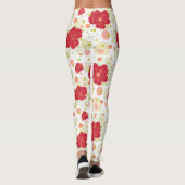 Hand Drawn Hibiscus Pattern Leggings (Achterkant)