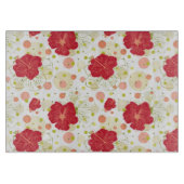 Hand Drawn Hibiscus Pattern Snijplank (Voorkant)