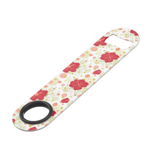 Hand Drawn Hibiscus Pattern Speed Flessenopener (Voorkant Gekanteld)