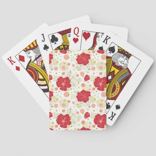 Hand Drawn Hibiscus Pattern Speelkaarten (Achterkant)