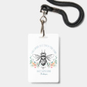 Hand Drawn Honey Bee Apiary Floral Badge (Voorkant met koord)