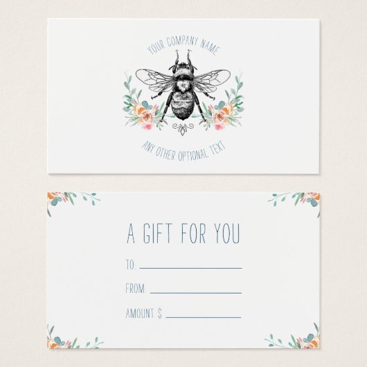Hand Drawn Honey Beer Apiary Floral Visitekaartje (Voorkant /achterkant)