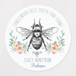 Hand Drawn Honey Beer Floral Labels