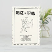 Hand Drawn Illustration Ivory Minimalist Wedding  Kaart (Staand voorkant)
