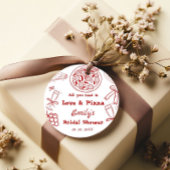 Hand Drawn is liefde & Pizza Vrijgezellenfeest Bedankjes Labels