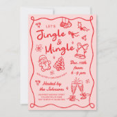 Hand Drawn Jingle and Mingle Christmas Party Kaart (Voorkant)