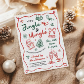 Hand Drawn Jingle and Mingle Christmas Party Kaart