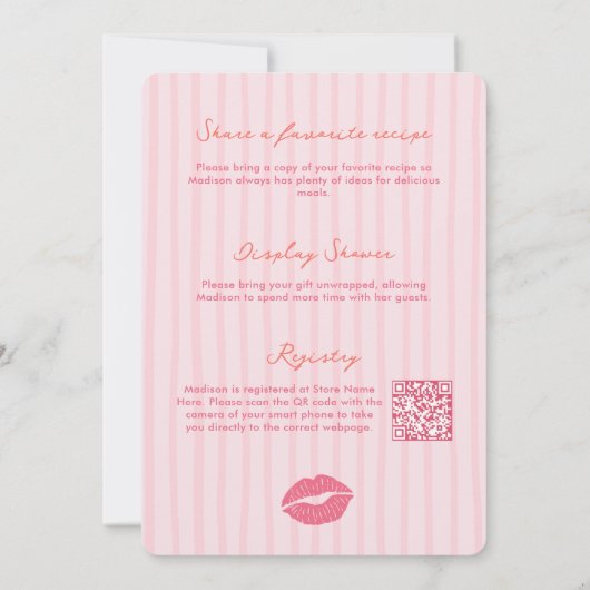 Hand-drawn Kiss The Miss Goodbye Bridal Shower Kaart (Achterkant)