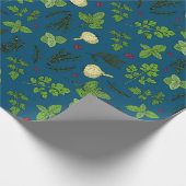Hand Drawn Kitchen Culinaire Herbs Pattern Cadeaupapier (Hoek)