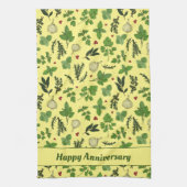 Hand Drawn Kitchen Herbs patterned Cream Theedoek (Verticaal)