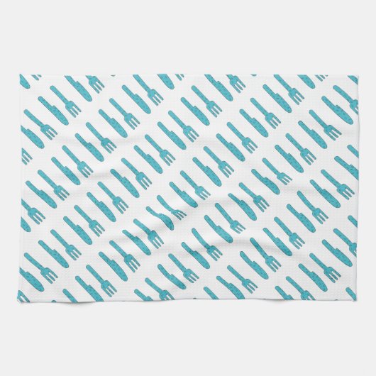 Hand Drawn Knife en Fork Theedoek (Horizontaal)