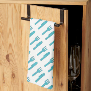 Hand Drawn Knife en Fork Theedoek