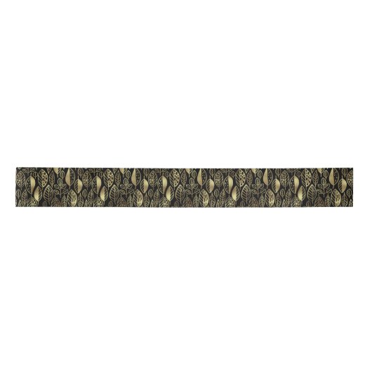 Hand Drawn Leaf Pattern Black/Gold ID495 Lint (Voorkant)