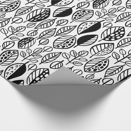 Hand Drawn Leaf Pattern Black ID495 Cadeaupapier (Hoek)