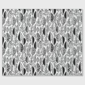 Hand Drawn Leaf Pattern Black ID495 Cadeaupapier (Vlak)