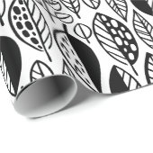 Hand Drawn Leaf Pattern Black ID495 Cadeaupapier (Rol Hoek)