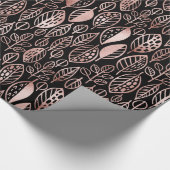Hand Drawn Leaf Pattern Roos Gold Foil ID495 Cadeaupapier (Hoek)