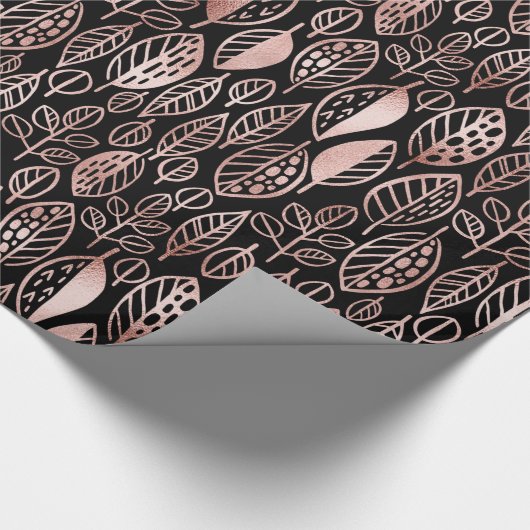 Hand Drawn Leaf Pattern Roos Gold Foil ID495 Cadeaupapier (Hoek)