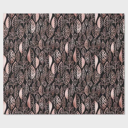 Hand Drawn Leaf Pattern Roos Gold Foil ID495 Cadeaupapier (Vlak)