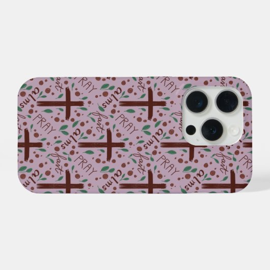 Hand-drawn Lenten Cross and Roses IPhone Case (Verso Horizontal)