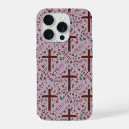 Hand-drawn Lenten Cross and Roses IPhone Case 15 Pro Hoesje