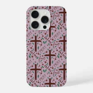 Hand-drawn Lenten Cross and Roses IPhone Case iPhone 15 Pro Hoesje