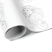 Hand Drawn Lion - Minimalist Line Art Cadeaupapier (Rol Hoek)