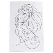 Hand Drawn Lion - Minimalist Line Art Medium Cadeauzakje (Achterkant)