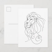 Hand Drawn Lion - Minimalist Line Art Uitnodiging Briefkaart (Voorkant / Achterkant)