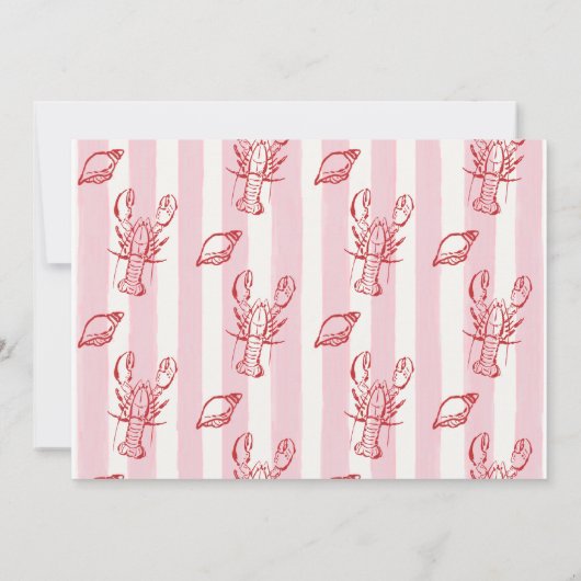 Hand Drawn Lobster 1st Birthday Photo Invitation Kaart (Achterkant)