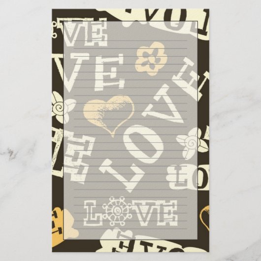 Hand Drawn Love Pattern Briefpapier (Voorkant)