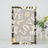 Hand Drawn Love Pattern Briefpapier (Staand voorkant)
