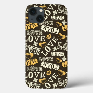Hand Drawn Love Pattern iPhone 13 Hoesje