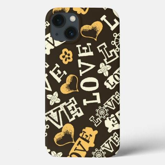 Hand Drawn Love Pattern Case-Mate iPhone Case (Achterkant)