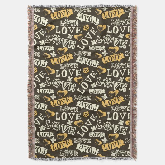 Hand Drawn Love Pattern Deken (Voorkant Verticaal)