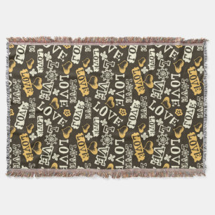 Hand Drawn Love Pattern Deken