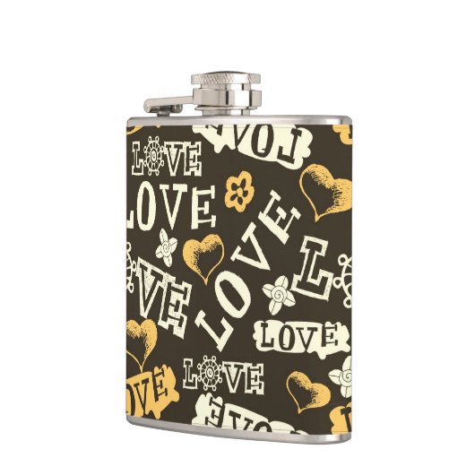 Hand Drawn Love Pattern Heupfles (Links)