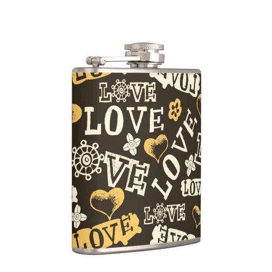 Hand Drawn Love Pattern Heupfles (Rechts)