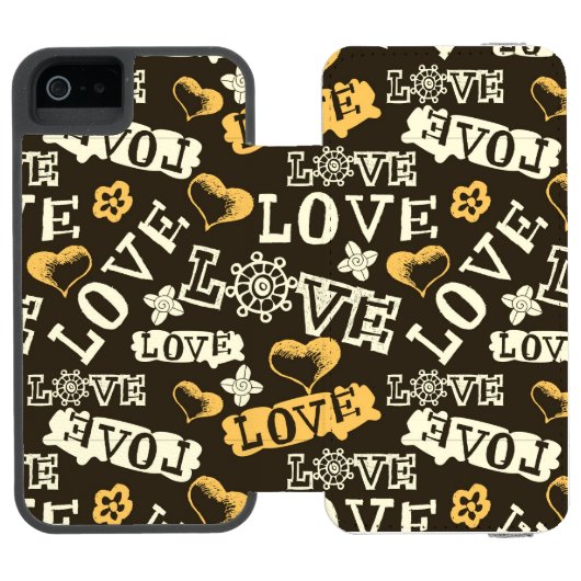 Hand Drawn Love Pattern Incipio iPhone Portemonnee Hoesje (Agenda Open)