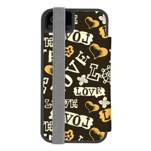 Hand Drawn Love Pattern Incipio iPhone Portemonnee Hoesje (Agenda Achterkant)