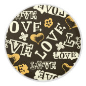 Hand Drawn Love Pattern Keramische Knop (Voorkant)