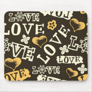 Hand Drawn Love Pattern Muismat