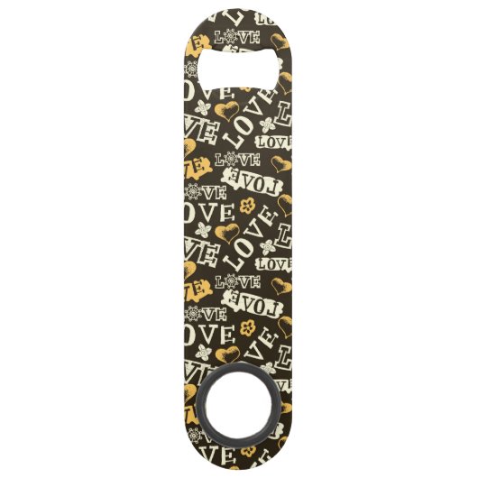 Hand Drawn Love Pattern Speed Flessenopener (Voorkant)