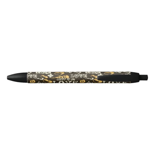 Hand Drawn Love Pattern Zwarte Inkt Pen (Achterkant)