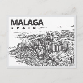 Hand drawn Malaga Spain Landmark Briefkaart
