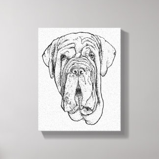 Hand-Drawn Mastiff Portrait Canvas Art Afdruk