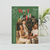 Hand Drawn Merry and Bright Arch Photo Christmas Feestdagenkaart (Staand voorkant)
