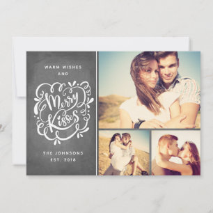 Hand Drawn Merry Kisses Typografie Kerstfoto Feestdagenkaart