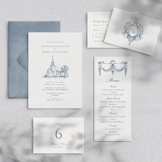 Hand Drawn Minimalist Church Venue, Wedding Acryl Uitnodigingen