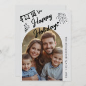 Hand Drawn Modern Happy Holidays Arch Photo Feestdagenkaart (Voorkant / Achterkant)